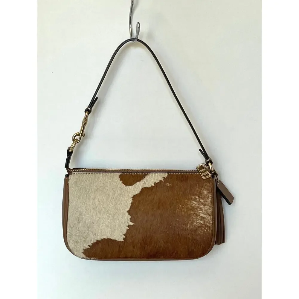 Coach Nolita 19 Wristlet CDW34 Haircalf Cow Print Leather Shoulder Bag C
